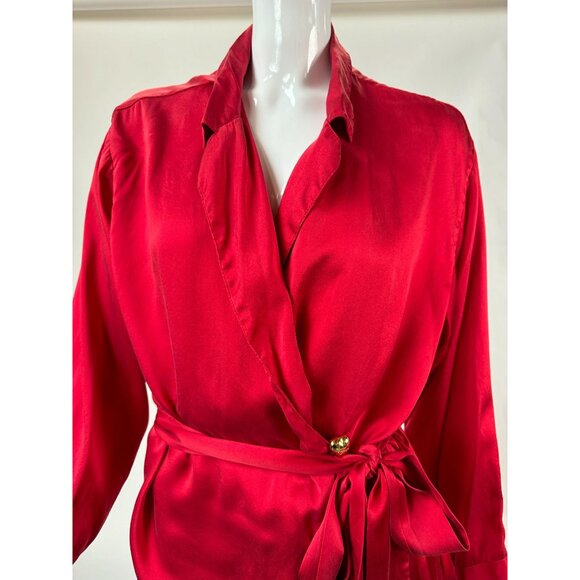 Marilyn Monroe By Warners Satin Red Wrap Robe With Belt & Embroidered Logo - Picture 4 of 16